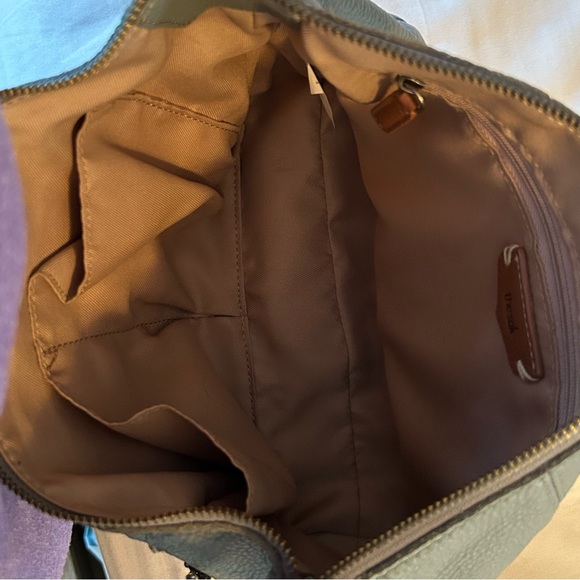 The Sak Sequoia Leather Hobo Shoulder Bag Satchel Pocket Book Gray Blue Gunmetal - Picture 6 of 8